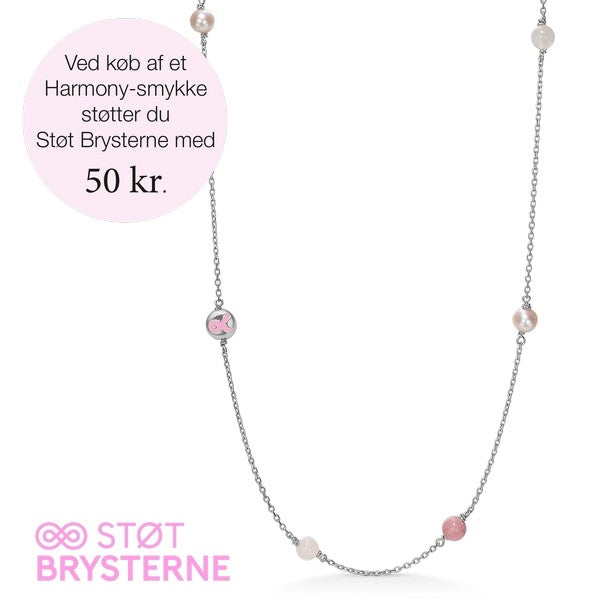 Harmony halskæde fra Mads Z i sterlingsølv med rosa sten og perler